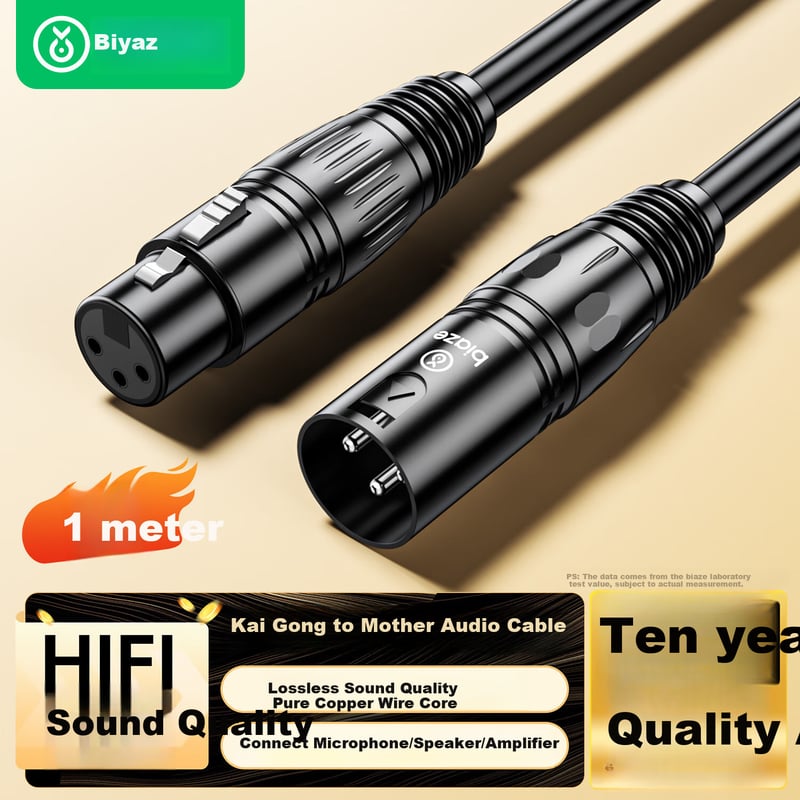 BIAZE Karaoke Microphone Extension Cable - Pure Copper, 1m