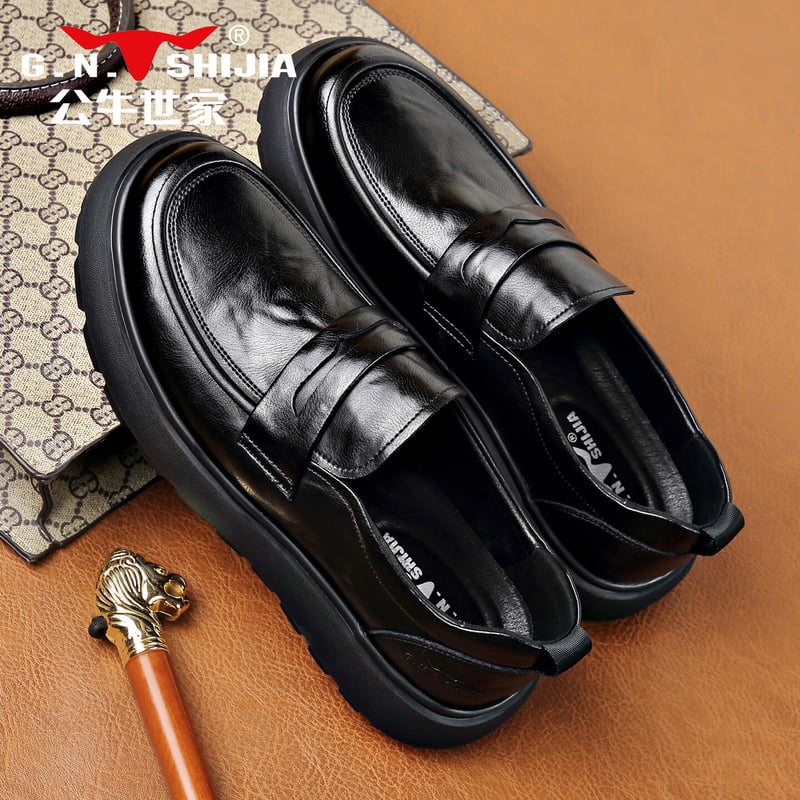 Bull Family Men's Spring New Black Slip-On Casual Shoes