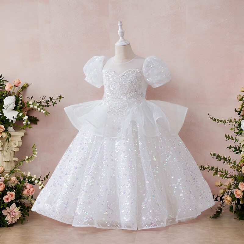 LUOBOBEIBEI Girls' Princess Dress with Puffy White Tulle Skirt