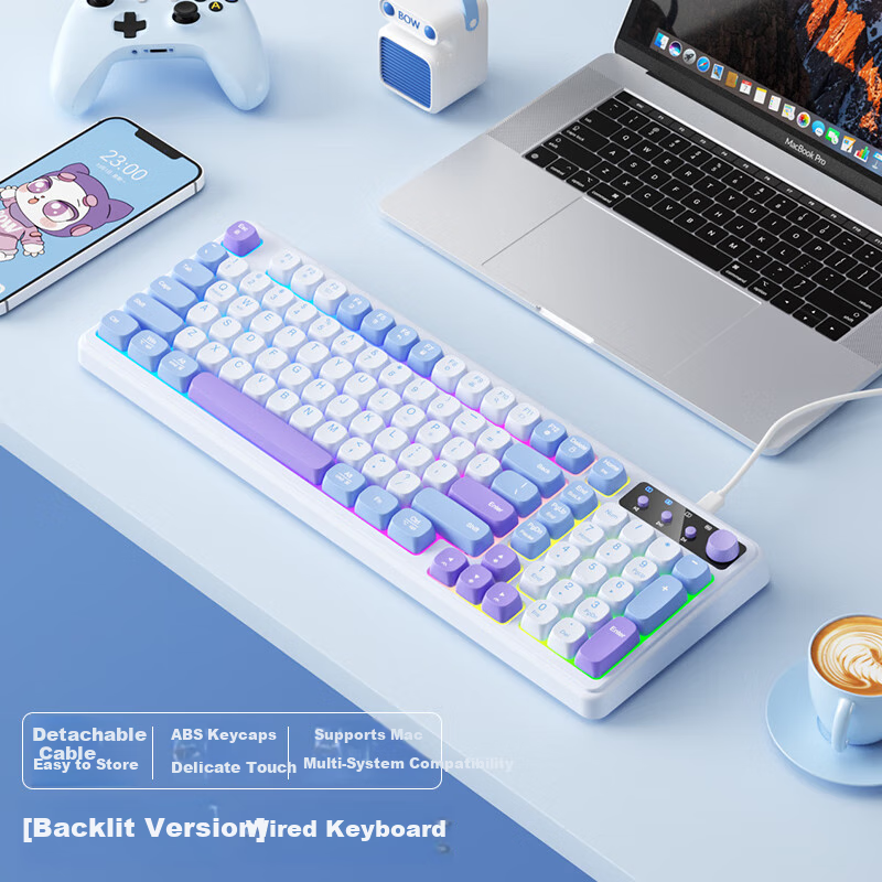 B.O.W Hangshi K920 Contour Engraved RGB Gaming Keyboard