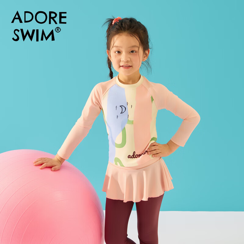 Adoreswim 2025 Girls' Long-Sleeve Two-Piece Swimsuit Set