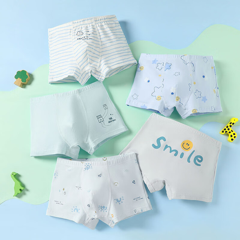 FENTENGCARE Boys' Antibacterial Cotton Underwear 5-Pack