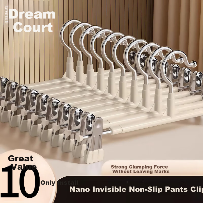 MENGTING Non-Slip Pants Hangers - 10 Pcs White Luxury Clips