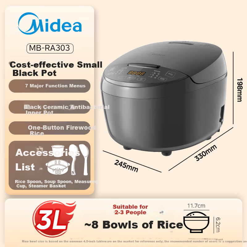 Midea Smart 3L Rice Cooker for 2-3 People