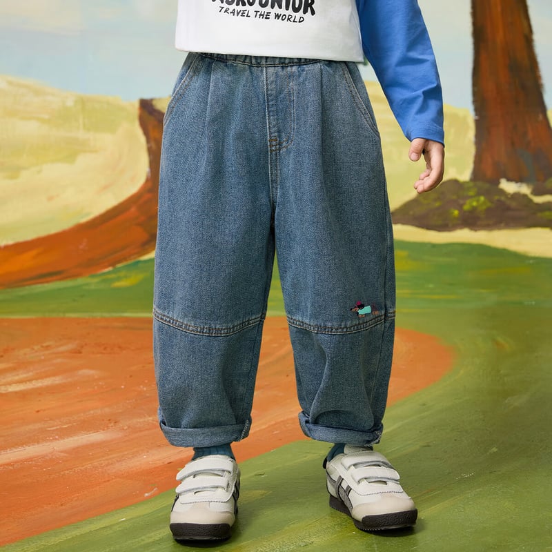 ASK JUNIOR Kids Denim Blue Casual Trousers