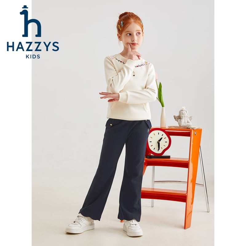 HAZZYS Girls' Spring Terry Micro-Heat Knitted Pants
