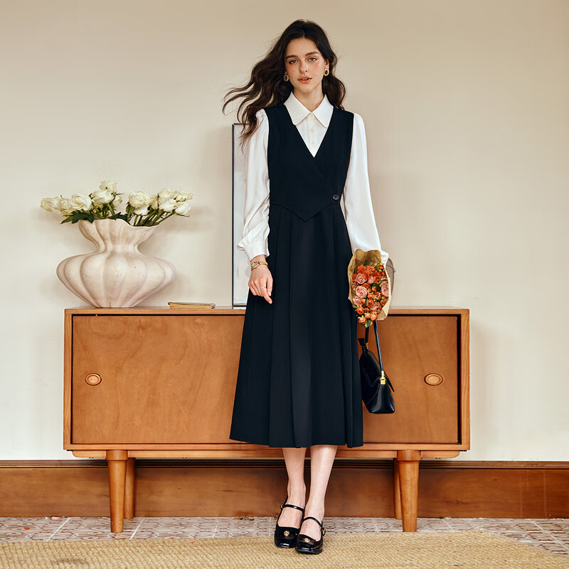 Oulain Color Block Long Sleeve Dress