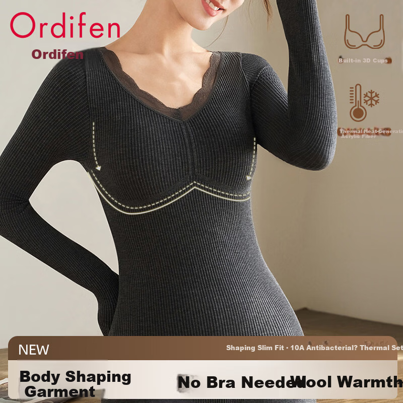Ordifen Women's Thermal Underwear with Chest Pad - Slim & Shapewear
