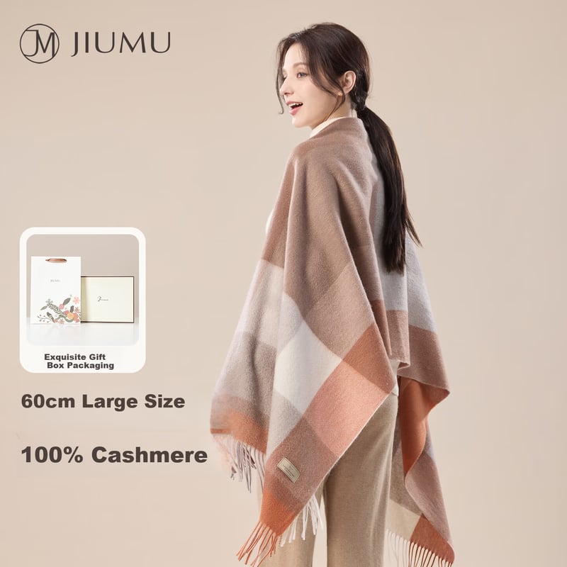 JIUMU 100% Cashmere Scarf for Women Warm Shawl
