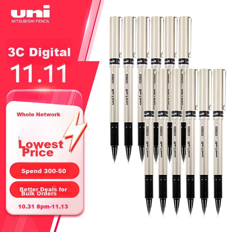 Uni-Ball UB-177 Red Gel Pen, 0.7mm, 12-Pack