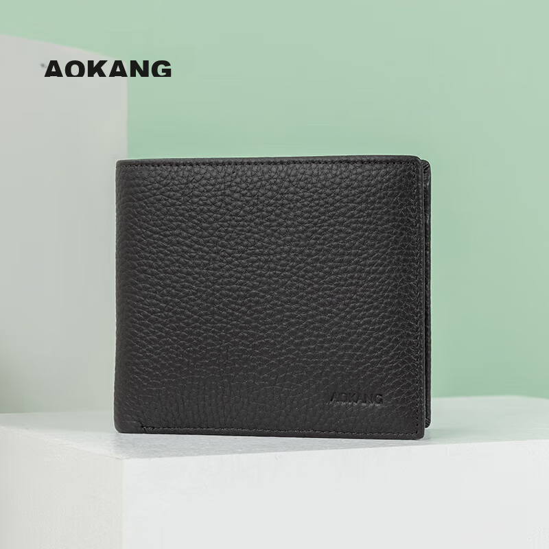 Aokang Men's Top-Grain Leather Bifold Wallet