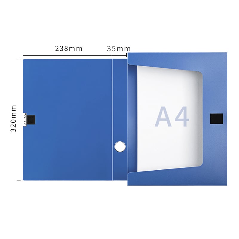 GuangBo A4 Magnetic File Box 65mm Blue with Paper Clip
