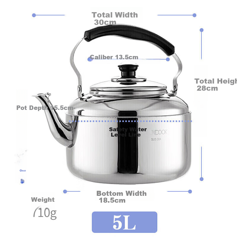 Maxcook 304 Stainless Steel Whistling Kettle 5L