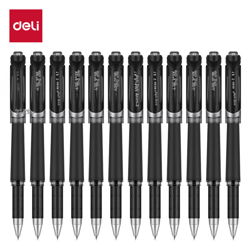 Deli 0.7mm Matte Black Gel Pen (12-pack)