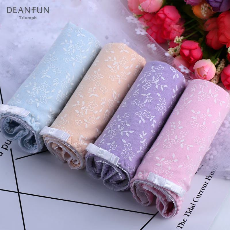 Deanfun Women's Cotton Seamless Triangle Panties 4-Pack