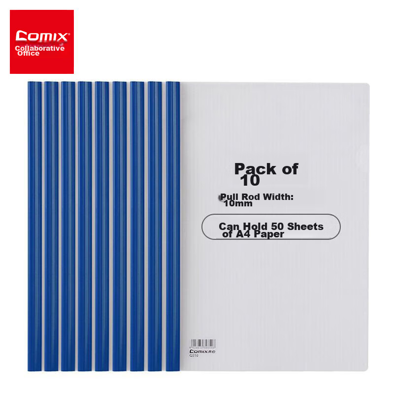 COMIX 10-Pack Lever Arch File Folders - Blue Triangular Pull Rod