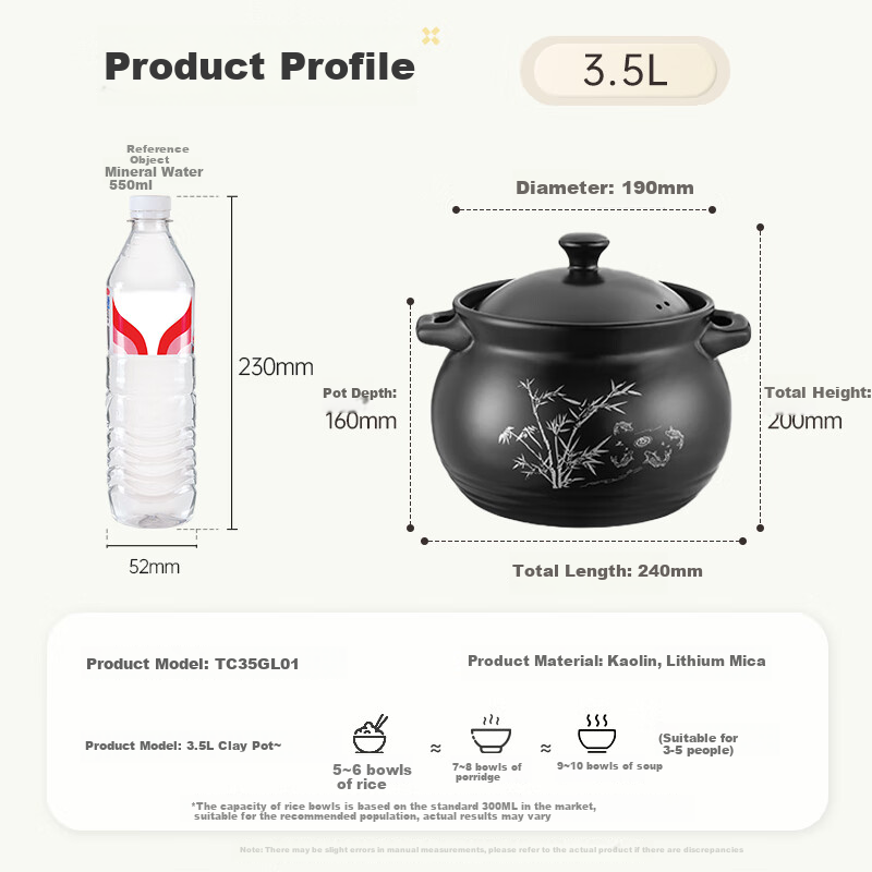 COOKER KING 3.5L Ceramic Clay Pot