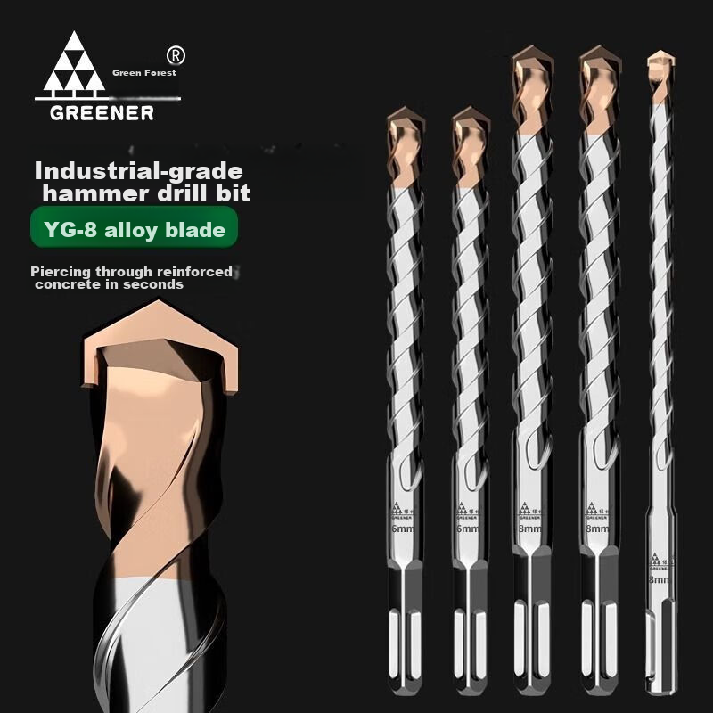 GREENER Impact Drill Bit Set - 4-Piece Round Shank Bits