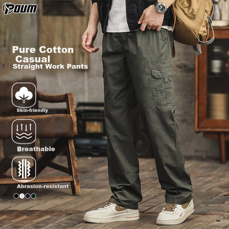 POUM Pure Cotton American-Style Cargo Pants