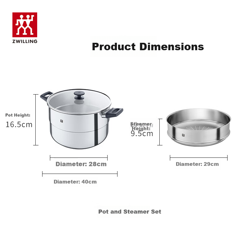 ZWILLING 3-Layer Steamer Pot with Rack and Basket