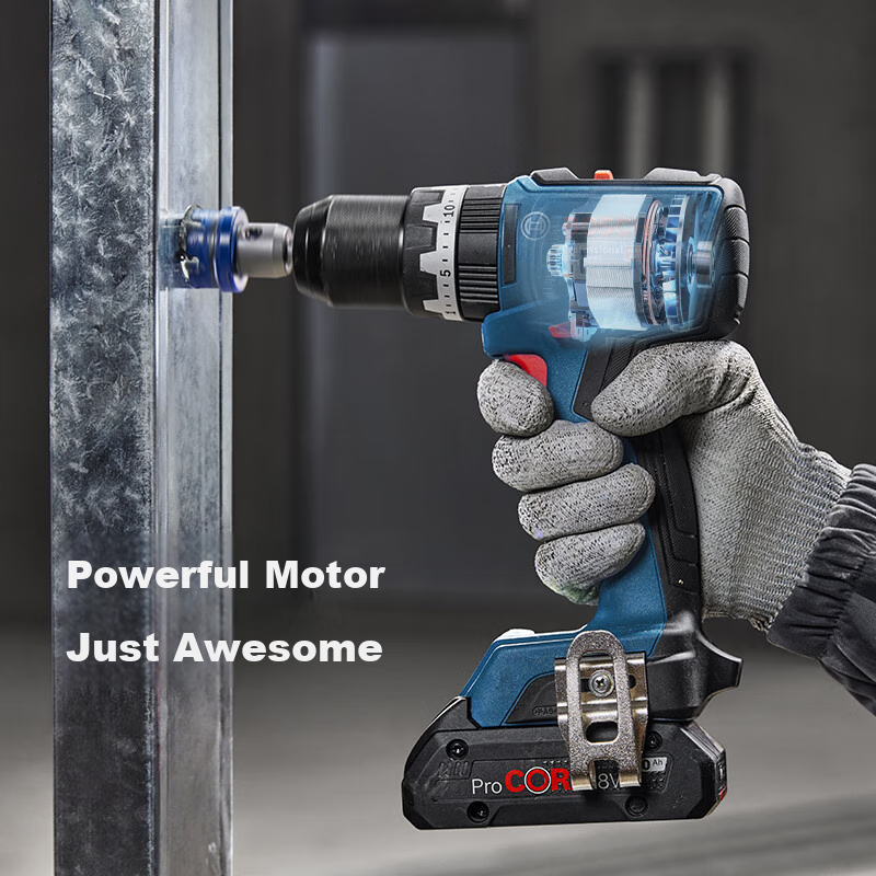 BOSCH GSB 18V-65 Electric Drill, Powerful Brushless 2.0Ah