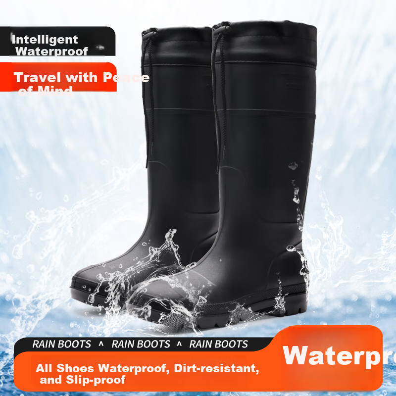 Lanoudun Men's Tall Waterproof Rain Boots