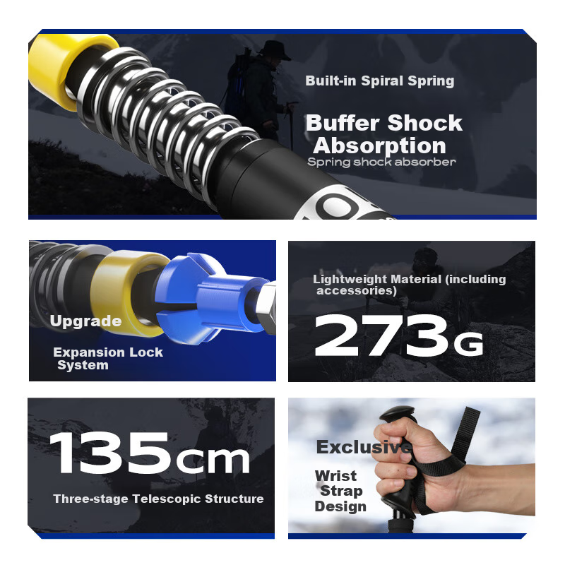 SupFire Hiking Pole - Shock Absorption, Ultra-Light