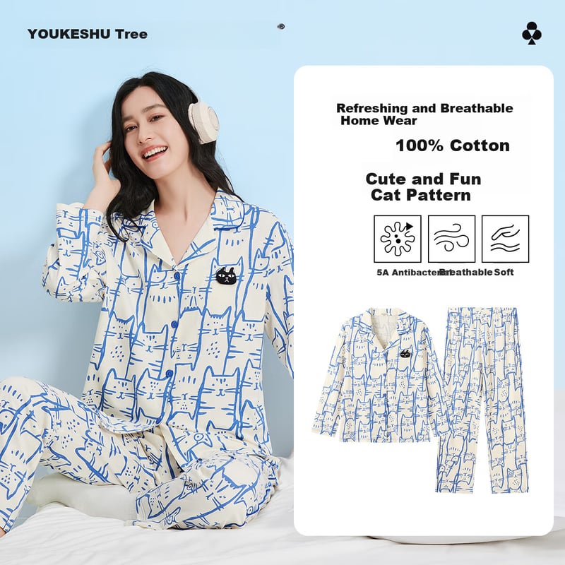 YOUKESHU Soft Cotton Pajamas for Women