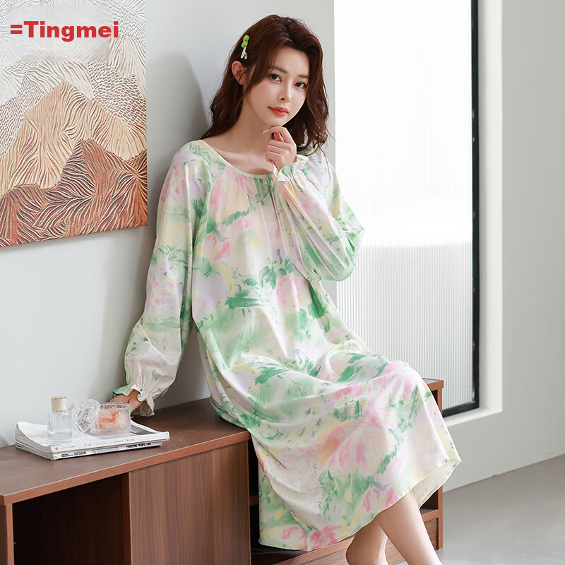 GRACEWELL Anti-Mite Cotton Nightgown with Chest Pads