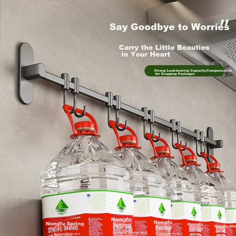 MUYA Stainless Steel Kitchen Hooks - 6 Hook Rack for Pot Lids