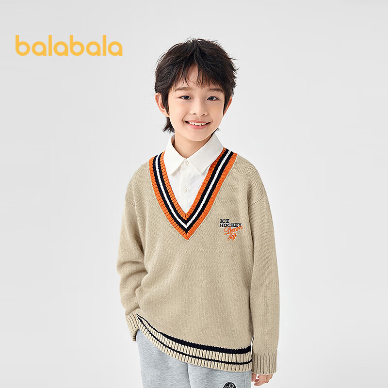 BALABALA Boys' Pullover Sweater - Comfortable Faux Two-Piece Design