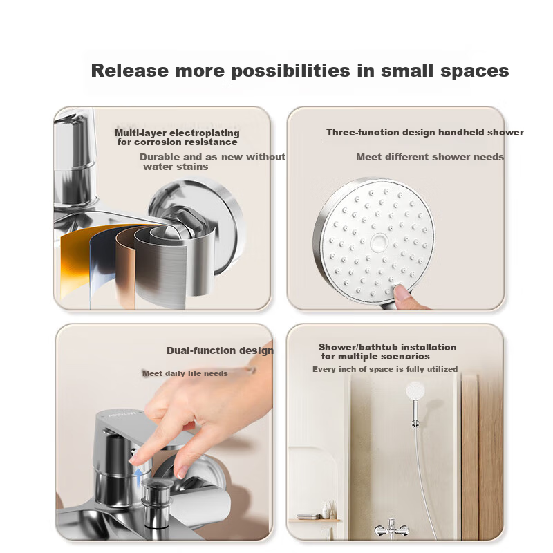 ARROW Simple Shower Set with Pressure-Boosting Handheld