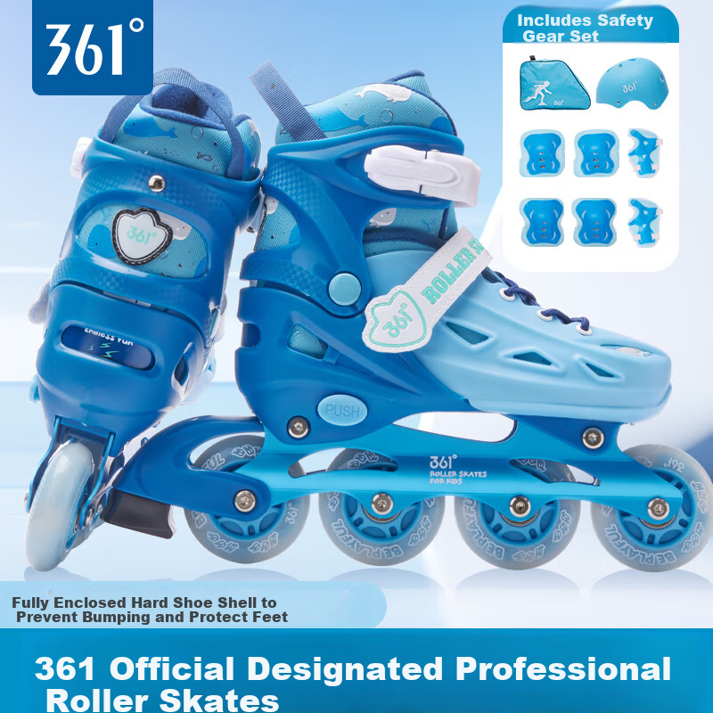 361° Kids Roller Skates - Blue Eight-Wheel Inline Skates