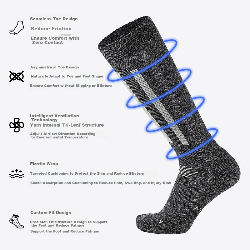 ALPINT MOUNTAIN Merino Wool Socks - Warm Thick Hiking & Ski Socks