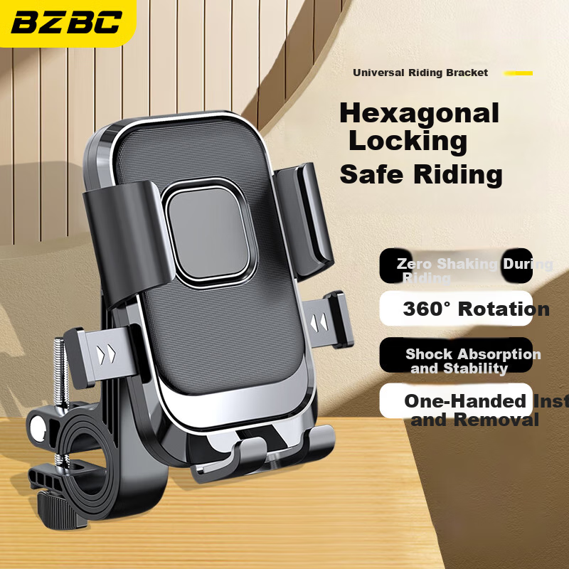 BZBC Motorcycle Phone Mount with One-Button Take-Up