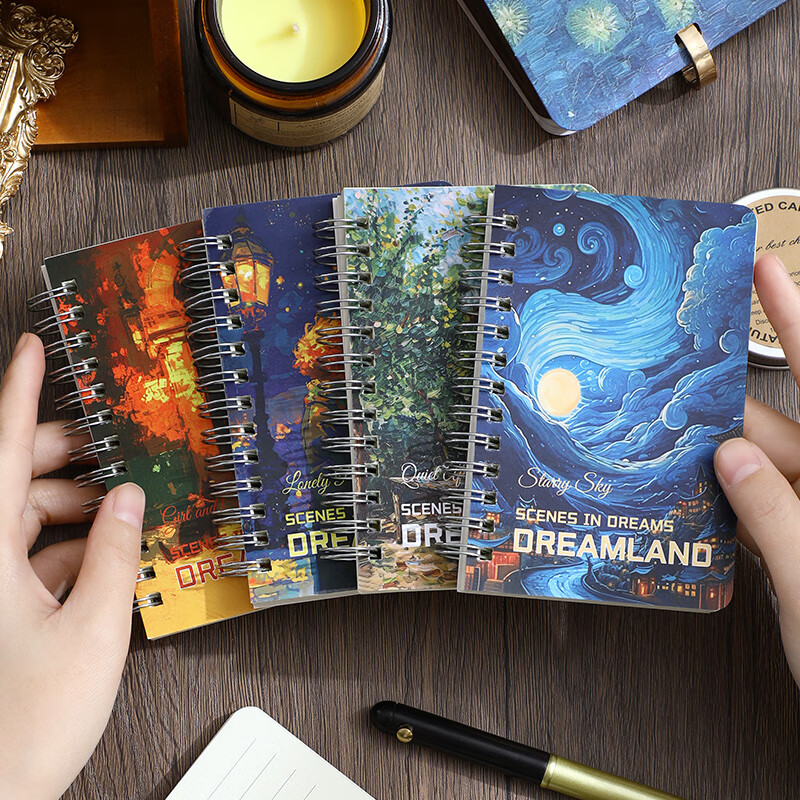 Zuolanzhe Oil Painting Style Mini Notebook 4-Pack