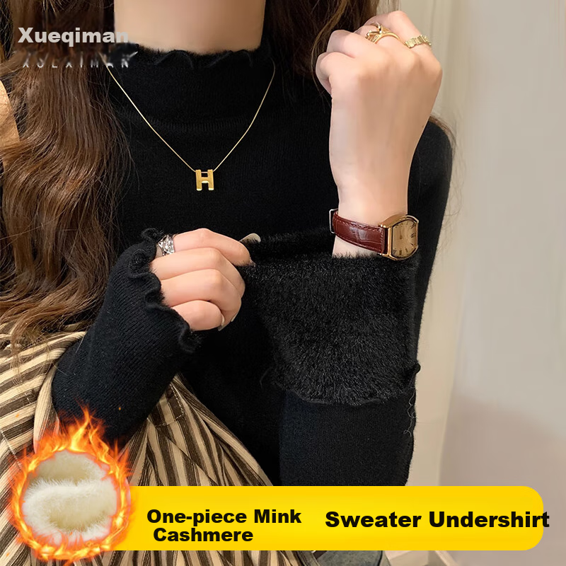 XUEXIMAN Women's Ruffled Base Layer Sweater