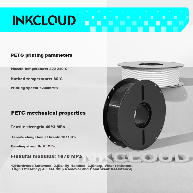 INKCLOUD 3D Printing PETG Filament - Black