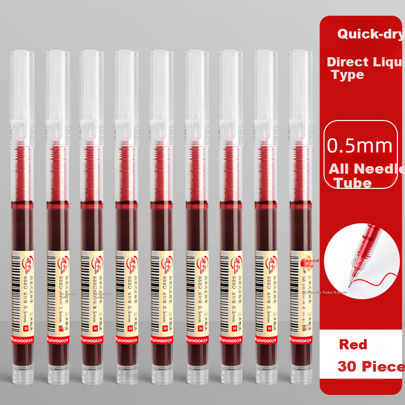 SUNWOOD Gel Pen - 0.5mm Quick-Dry Red