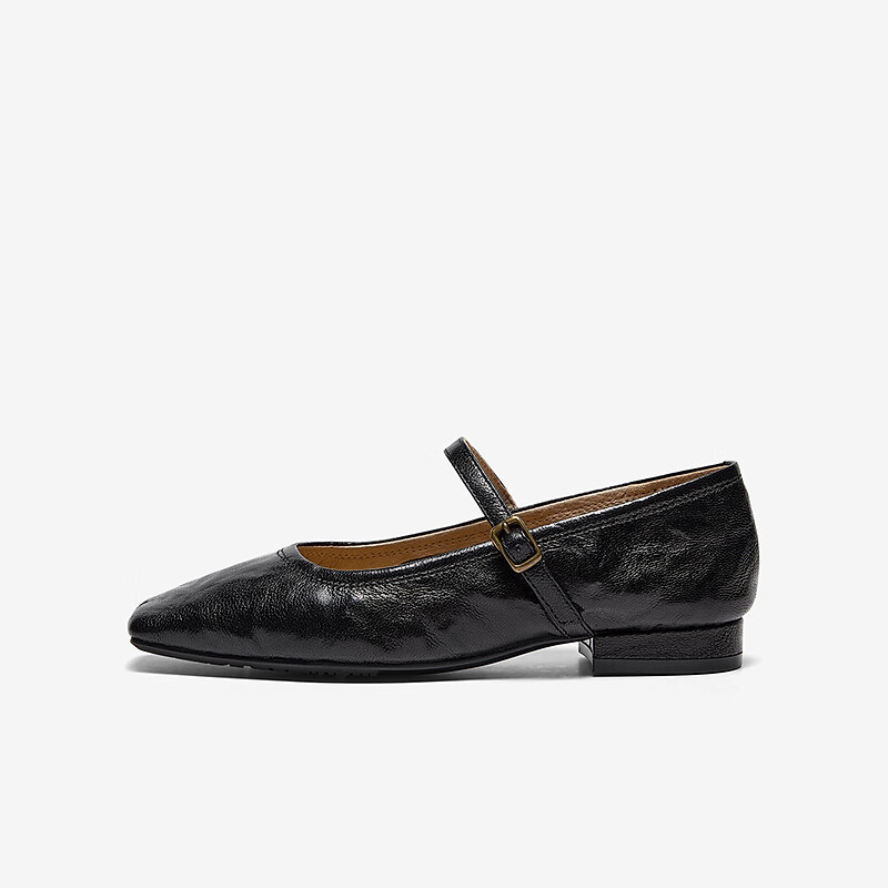 Bata Sheepskin Mary Jane Flats - Retro Elegant Black