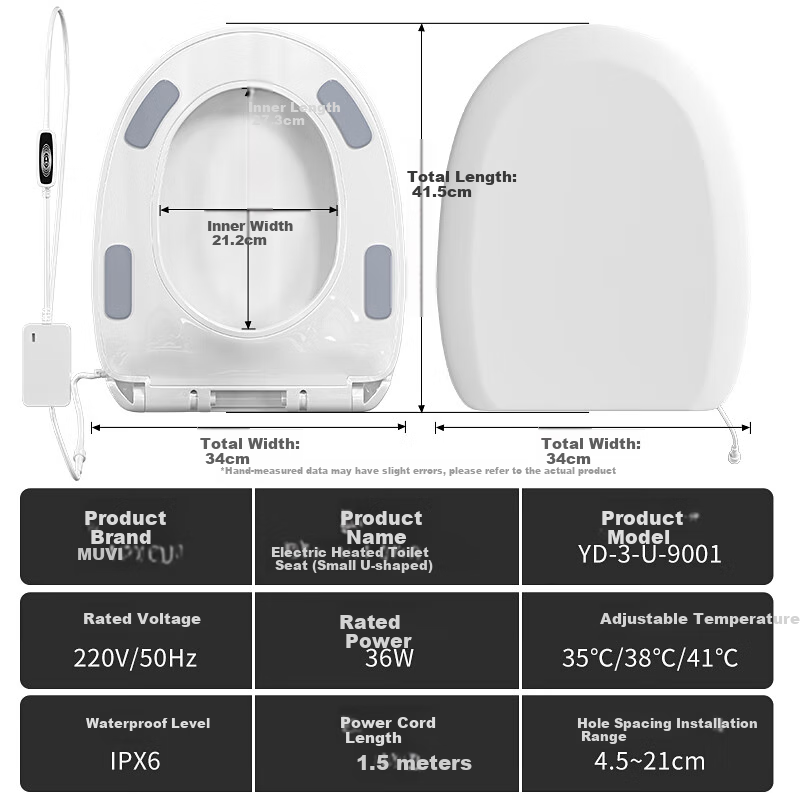 Muvi Smart Toilet Seat - 3-Temperature U-Shape
