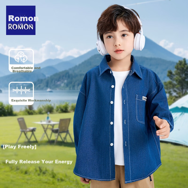 Romon Kids Denim Long Sleeve Shirt