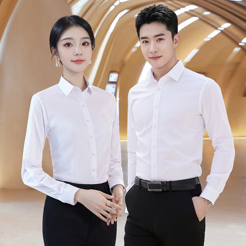 TELUOMAN Women's White Long-Sleeve Blouse