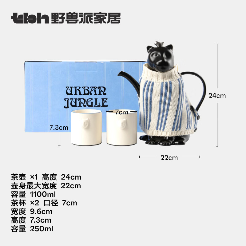 Tbh Urban Beast Black Panther Ceramic Teapot Set