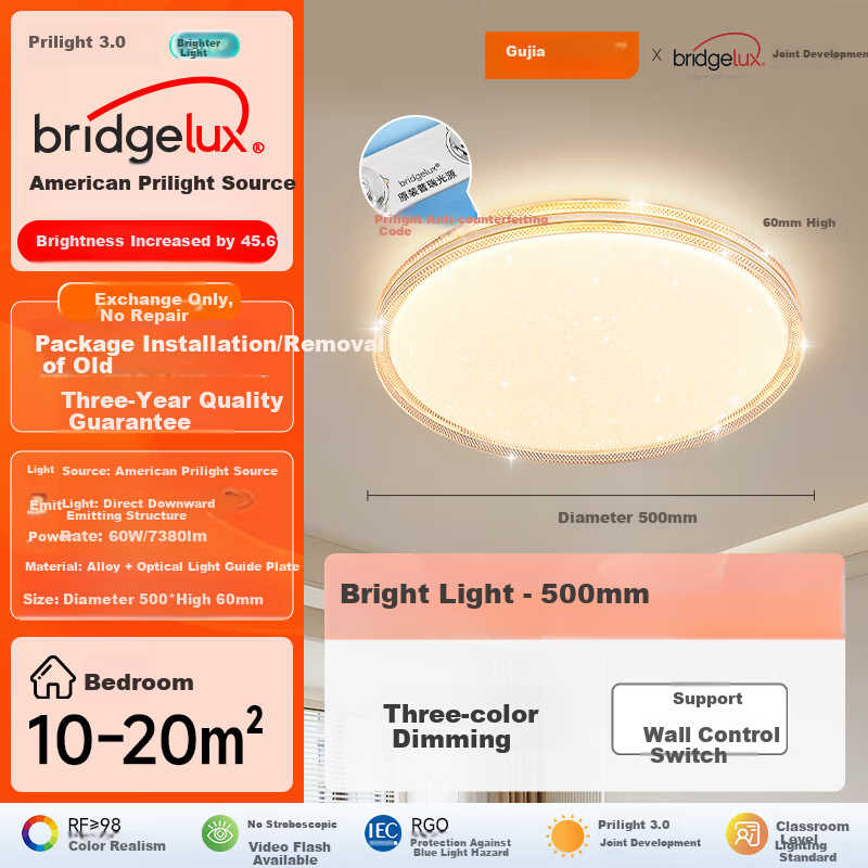 GUJIA LED Ceiling Light - Eye Protection Crystal Style