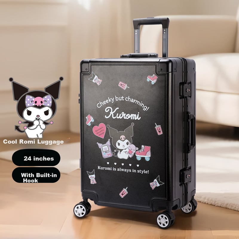 Mesuca Kuromi Aluminum Frame Suitcase - 24" Student Travel Case