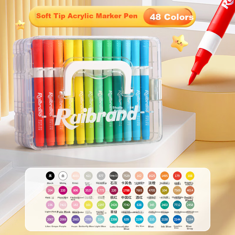 Yuji 36-Color Soft Tip Acrylic Markers