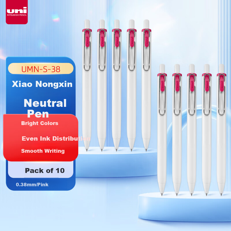 Uni-Ball One Series Pink Gel Pen, 10 Pcs