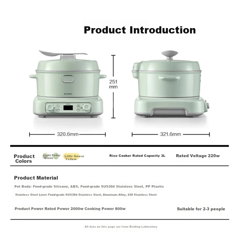 Buydeem 3L Stainless Steel Rice Cooker