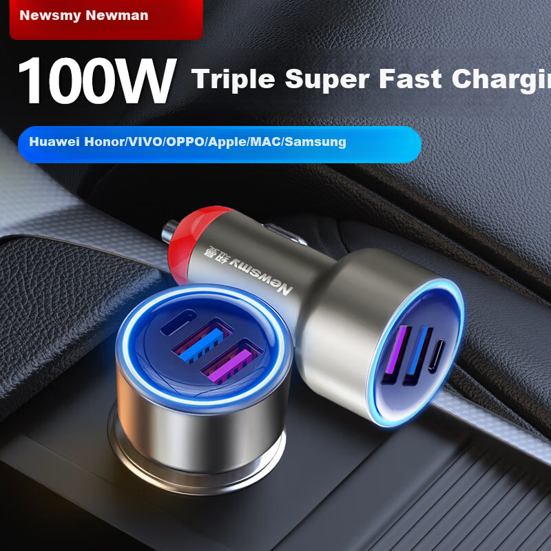 Newsmy 100W Car Charger with PD45W, Dual USB Fast Charging Adapter